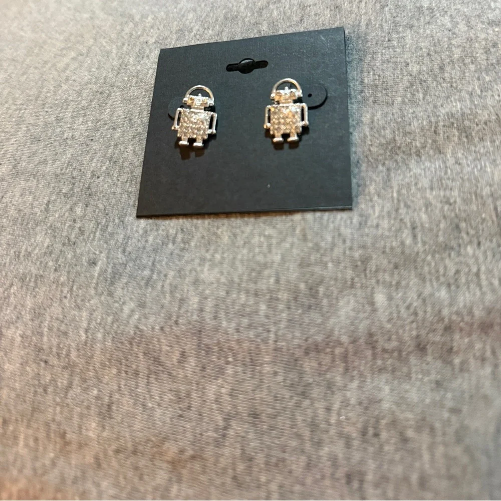 Silver Robot Earrings NWT
